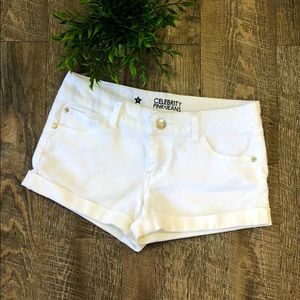 Juniors White Celebrity Pink Jeans Shorts
